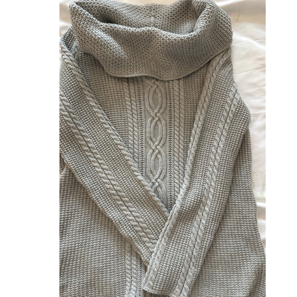 JeannePierre Womens Gray Cable Knit Cowl Neck Cotton Sweater Size M/Classic/Fall